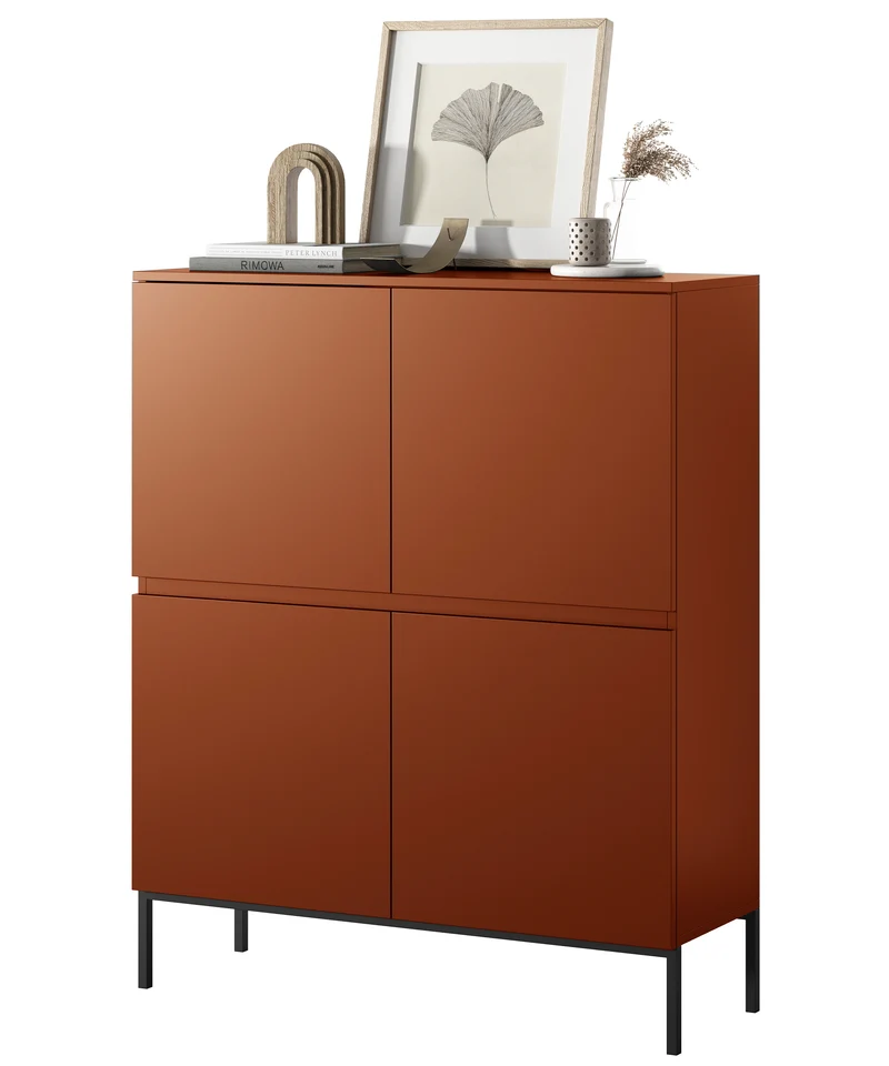 Hohe Kommode Bemmi 100 cm Ziegelrot