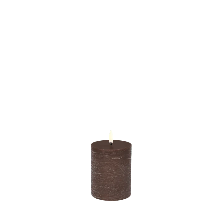 LED Blockkerze Braun Rustic Ø 7,8cm x 10 cm