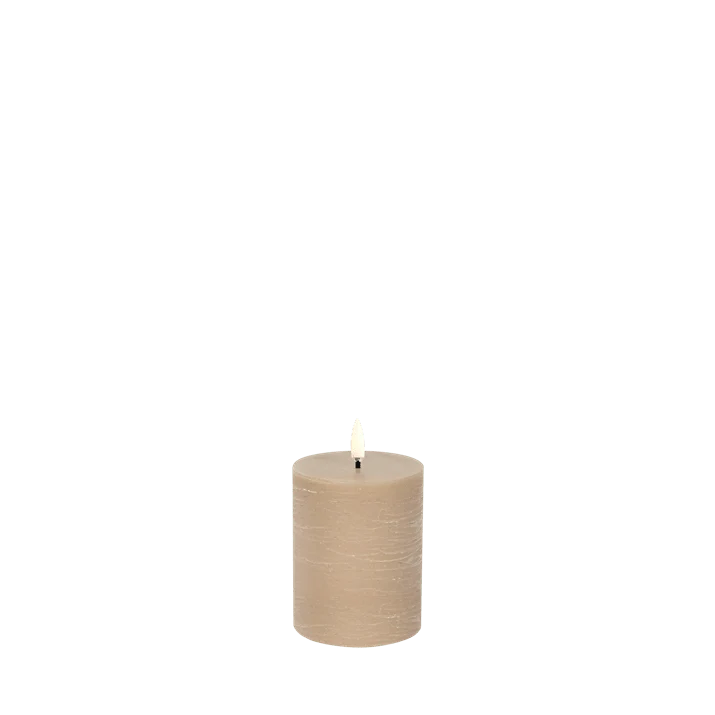 LED Blockkerze Beige Rustic Ø 7,8cm x 10 cm
