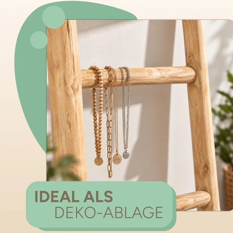 Deko-Leiter KEPALA H180cm Natural Teak Handtuchhalter Kleiderständer