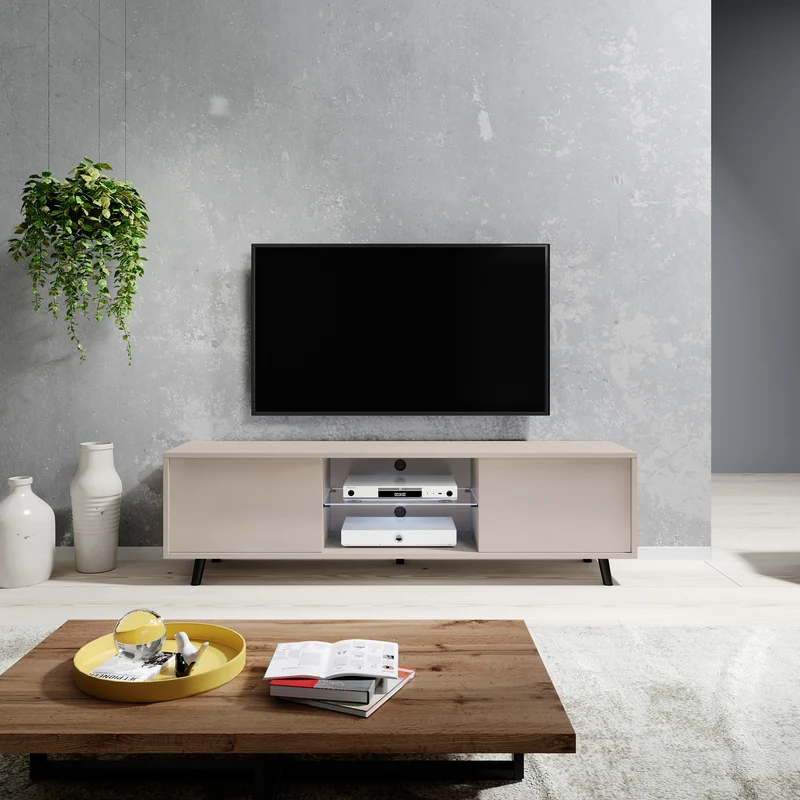 TV-Schrank Lefyr 140 cm Grau Beige