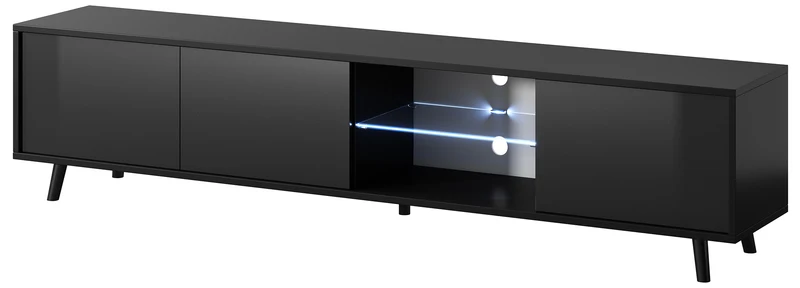 TV-Schrank Galhad Schwarz matt / Schwarz glänzend
