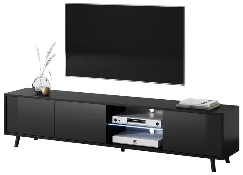 TV-Schrank Galhad Schwarz matt / Schwarz glänzend