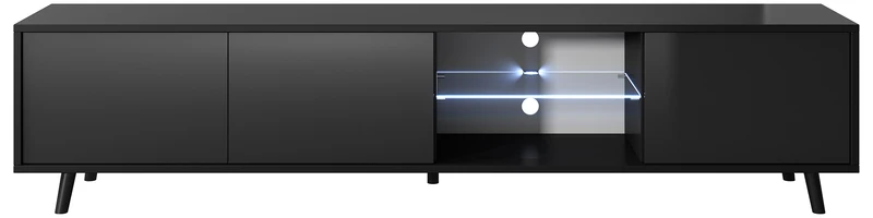 TV-Schrank Galhad Schwarz matt / Schwarz glänzend