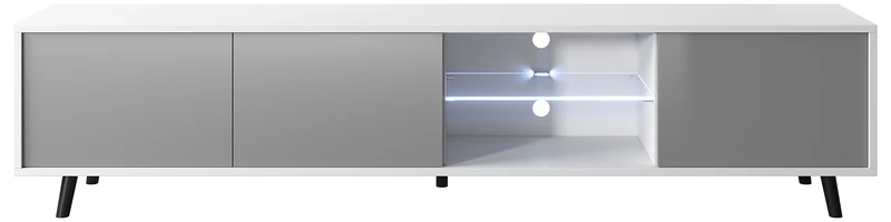 TV-Schrank Galhad Weiß matt / Grau glänzend