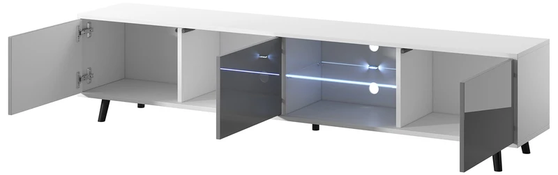 TV-Schrank Galhad Weiß matt / Grau glänzend