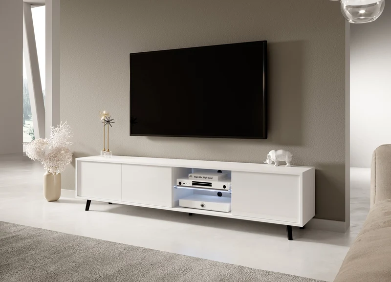 TV-Schrank Galhad Mattweiß / Hochglanzweiß