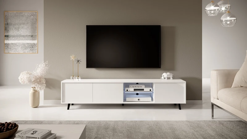 TV-Schrank Galhad Mattweiß / Hochglanzweiß