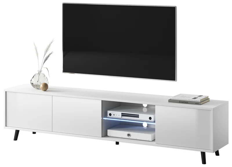 TV-Schrank Galhad Mattweiß / Hochglanzweiß