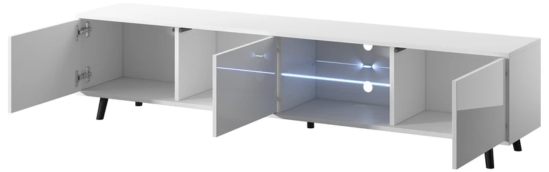 TV-Schrank Galhad Mattweiß / Hochglanzweiß