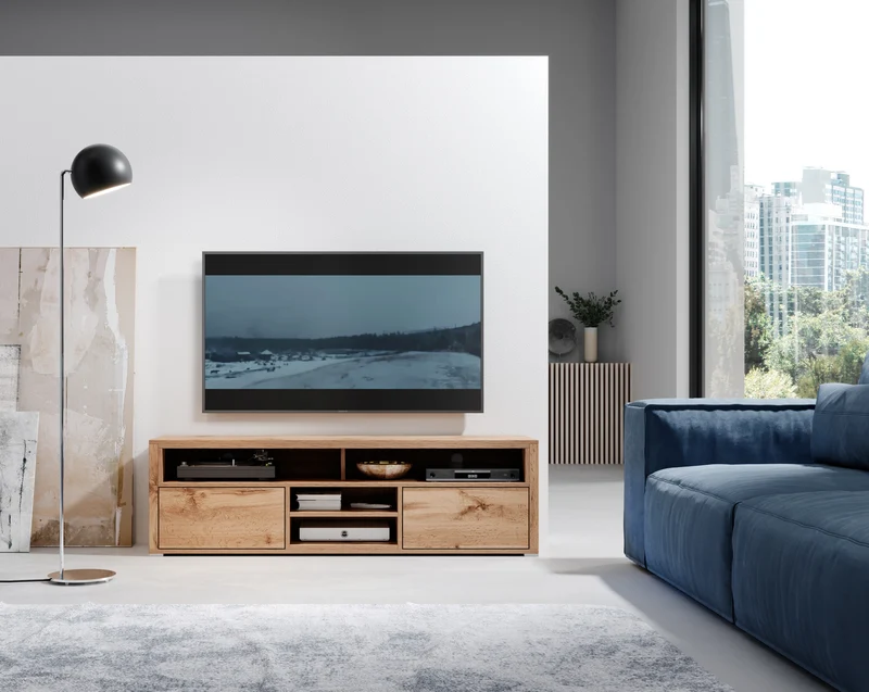TV-Schrank Laksa Wotan-Eiche mit Beleuchtung