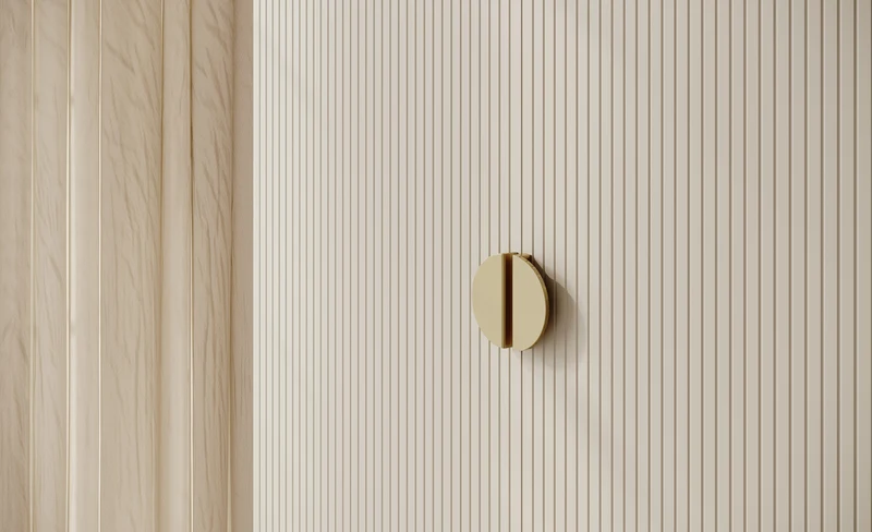 Zweiflügeliger Kleiderschrank Moonir mit Kleiderstange und Regalen, 100 cm, Grau-Beige