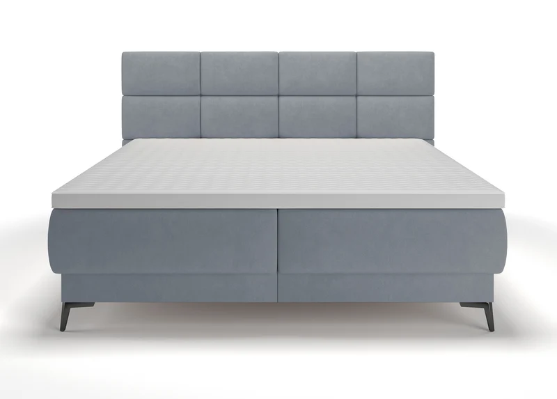 Kontinentales Bett 140x200 cm Rektango mit Stauraum und Topper, grafischer Samt