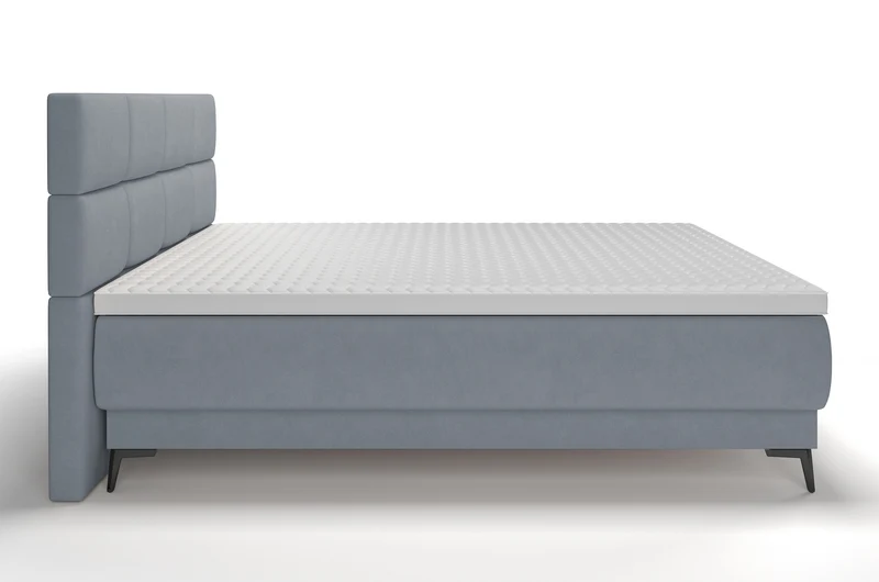 Kontinentales Bett 140x200 cm Rektango mit Stauraum und Topper, grafischer Samt
