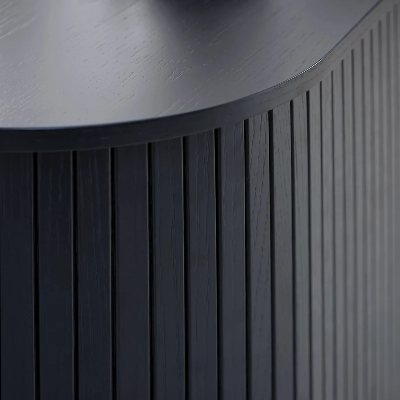 Kommode Gativel 140x76 cm Lamellen Eiche Schwarz
