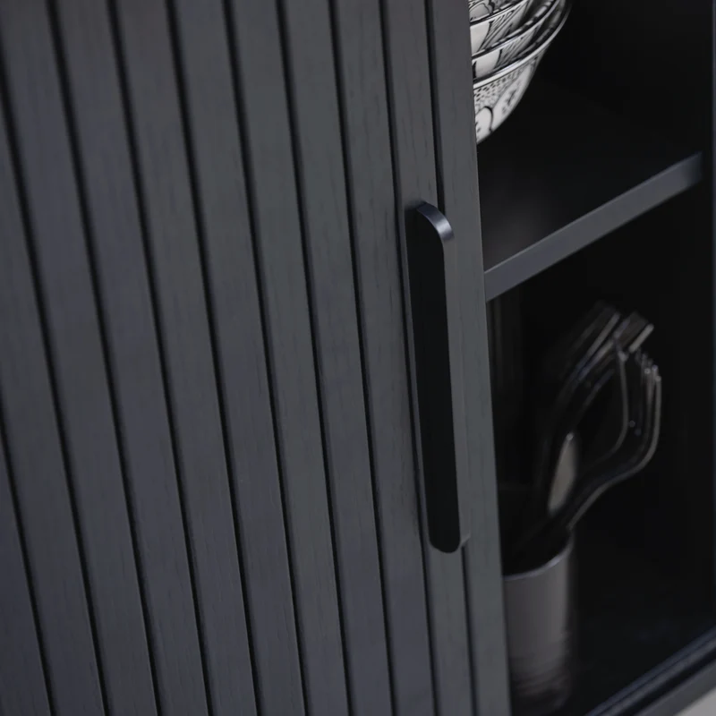 Kommode Gativel 140x76 cm Lamellen Eiche Schwarz