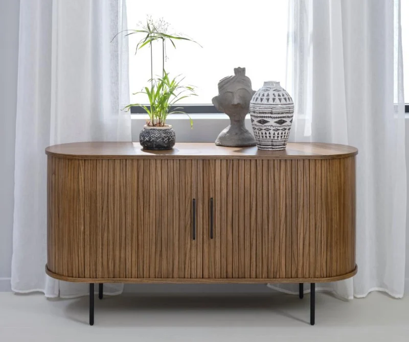 Kommode Gativel 140x76 cm Lamellen gebrannter Eichenholzton