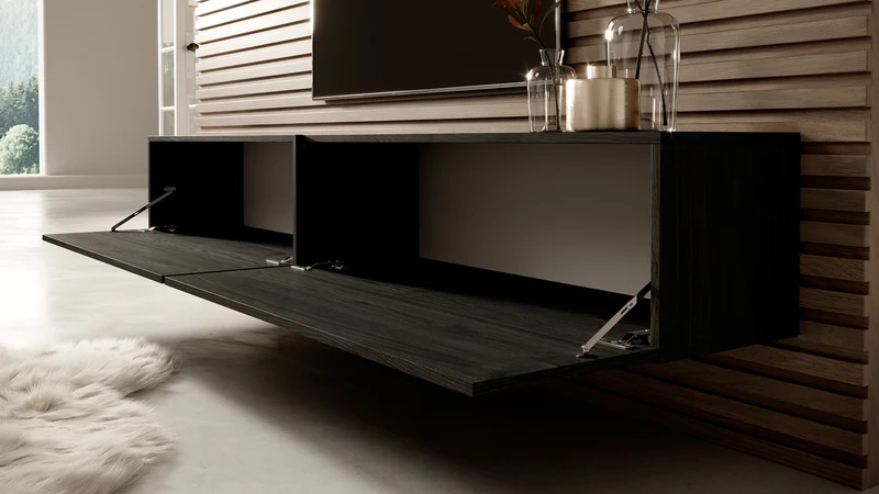 TV-Schrank Bisira 200 cm Schwarze Esche