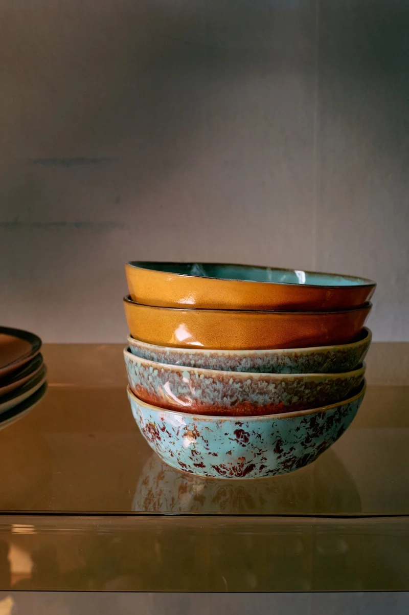 70's Ceramics: Schüssel Patina, Ø 19,5 cm Set von 2