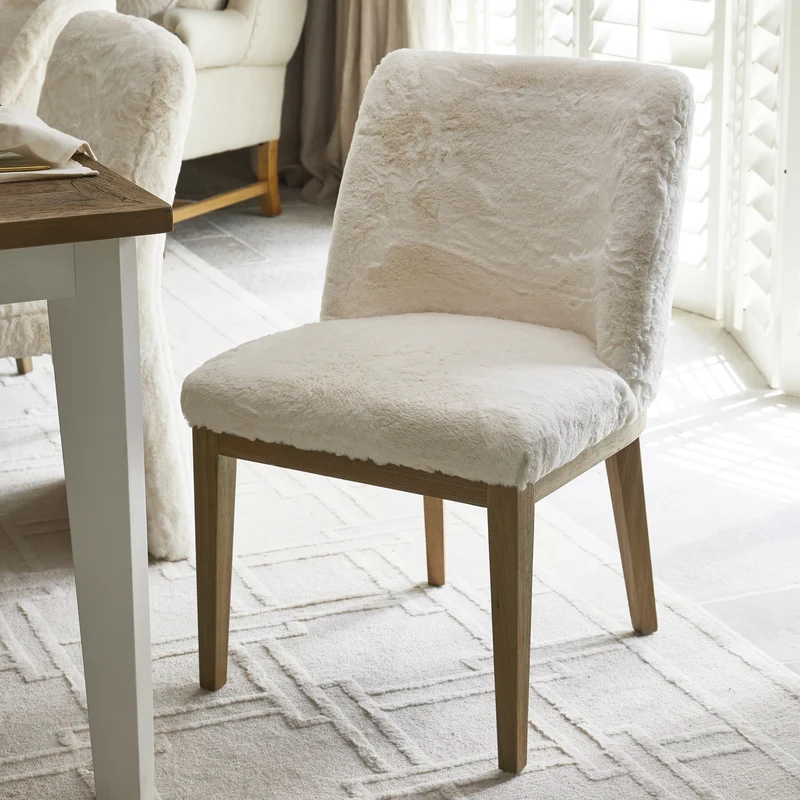 Riviera Maison Esszimmerstuhl Whistler – ohne Armlehnen DC Faux Fur Snow