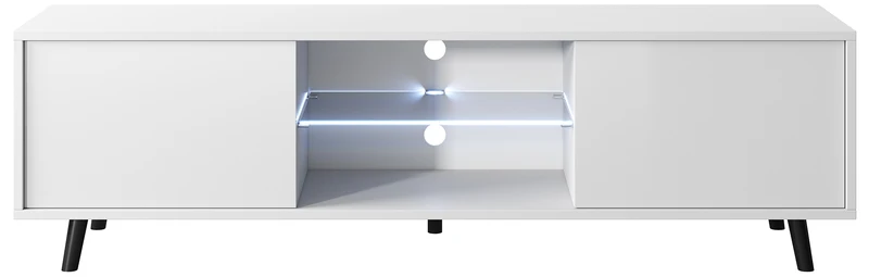TV-Schrank Lefyr 140 cm Mattweiß / Weiß Hochglanz