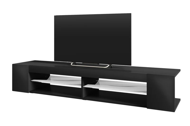TV-Schrank Mitchell 180 cm Schwarz matt / Schwarz glänzend