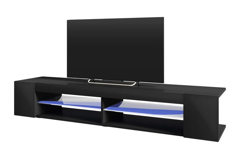 TV-Schrank Mitchell 180 cm Schwarz matt / Schwarz glänzend