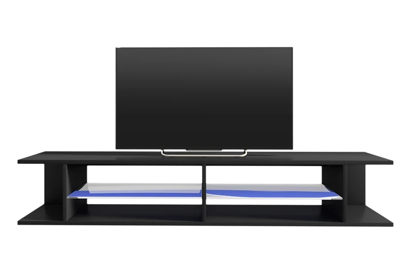 TV-Schrank Mitchell 180 cm Schwarz matt / Schwarz glänzend
