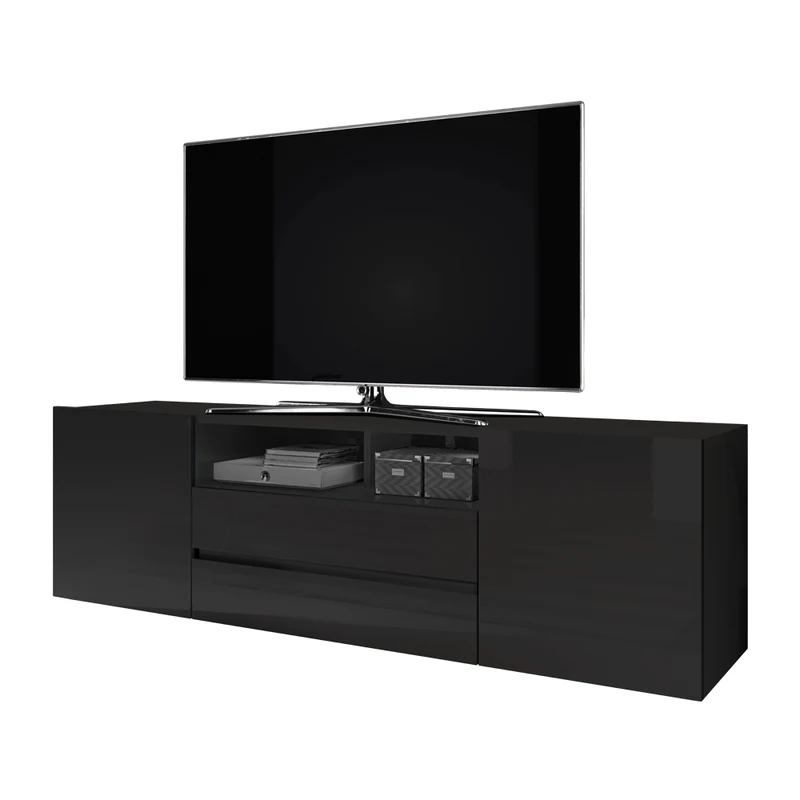 TV-Schrank Bros Schwarz matt / Schwarz glänzend