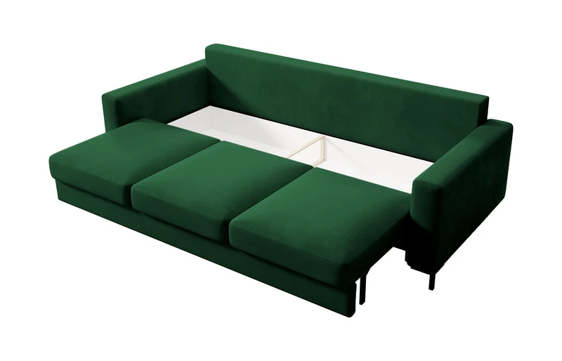 Dreisitziges Schlafsofa Mokpeo mit Stauraum, grün, Samt