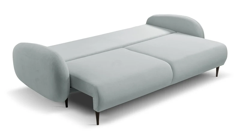 Ausklappbares Sofa Bafra mit Schlafunktion und Bettkasten, grauer Samt