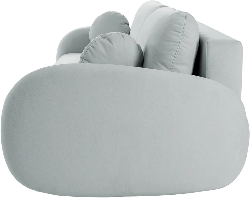 Ausklappbares Sofa Bafra mit Schlafunktion und Bettkasten, grauer Samt