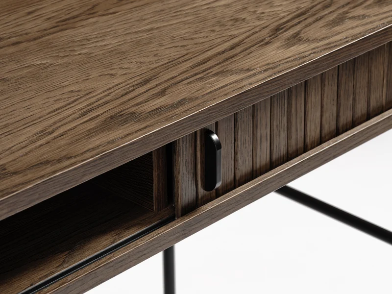 Schreibtisch Gativel 120x60 cm Lamellen in gebranntem Eichenholz