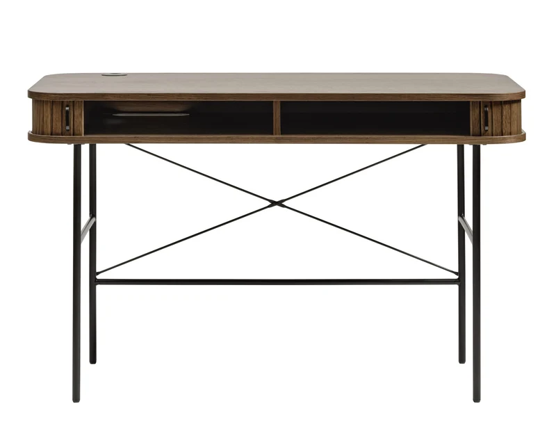 Schreibtisch Gativel 120x60 cm Lamellen in gebranntem Eichenholz