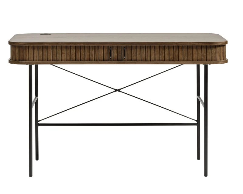 Schreibtisch Gativel 120x60 cm Lamellen in gebranntem Eichenholz