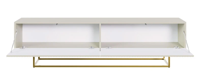 TV-Schrank Veldio mit gefräster Front 175 cm Grau-Beige mit goldenen Beinen