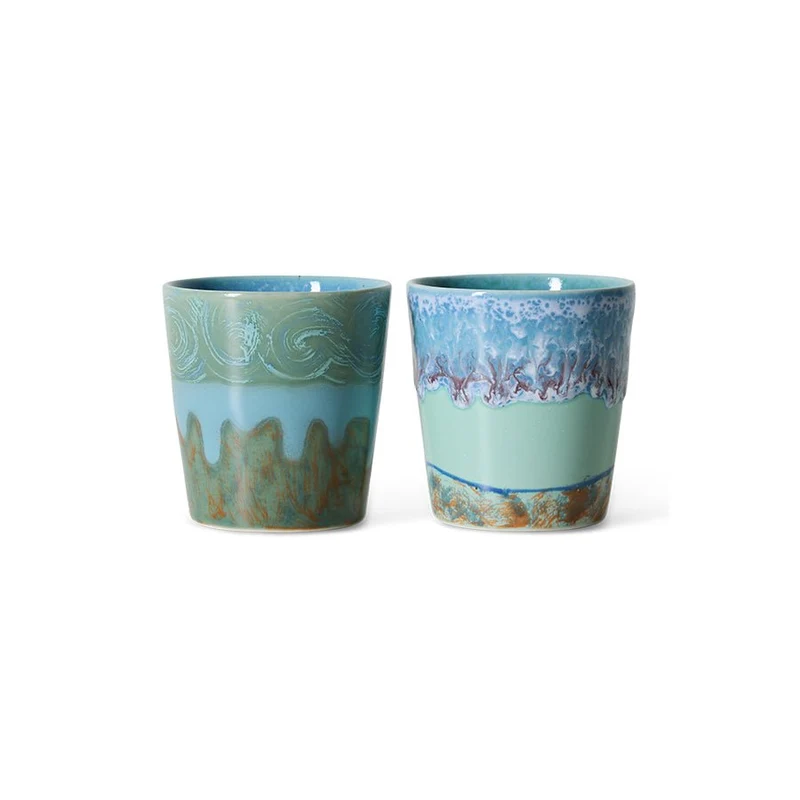 70's ceramics: Van Gogh Kaffeetassen, self portrait (set of 2)