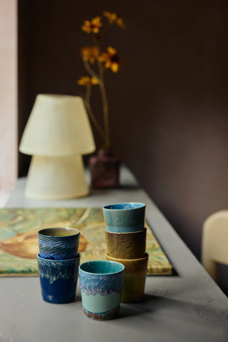 70's ceramics: Van Gogh Kaffeetassen, self portrait (set of 2)