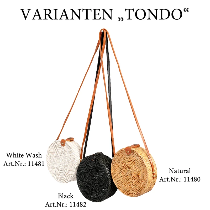 Rattan Handtasche TONDO ca. D20cm Black