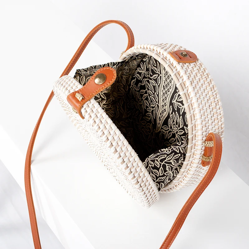 Rattan Handtasche TONDO ca. D20cm White Wash