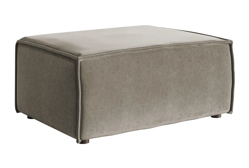 Ottomane Copertino 65x90 cm, grau-beige, wasserabweisender Samt