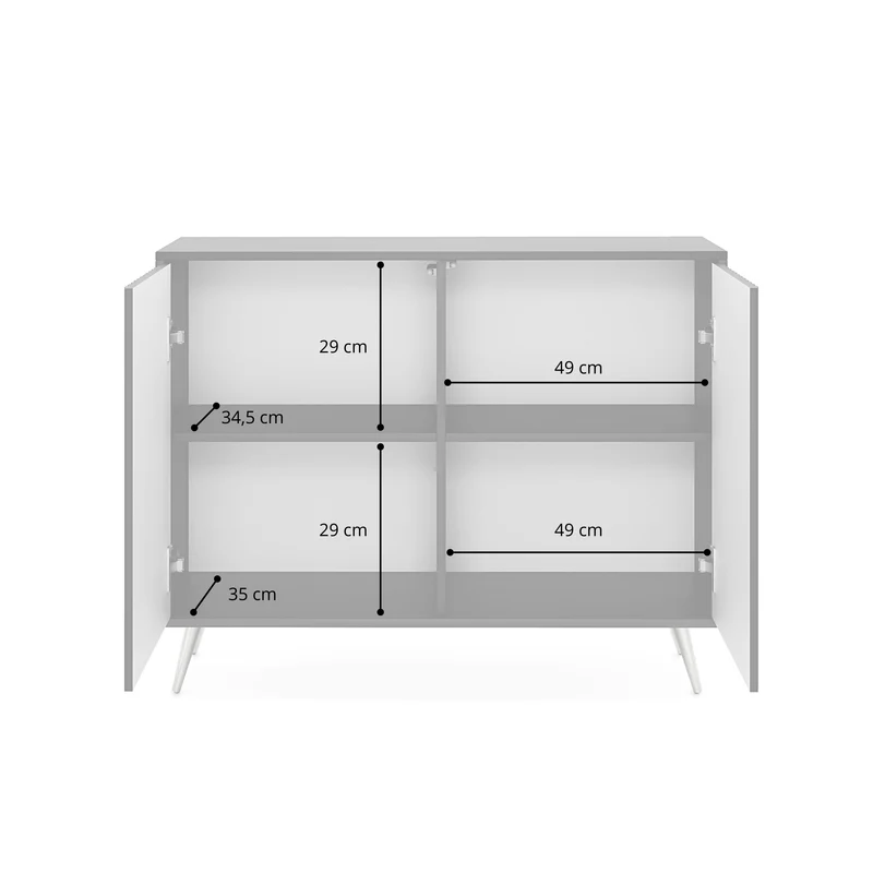 Kommode Bello mit Lamellenfronten 104 cm schwarz/Wotan-Eiche