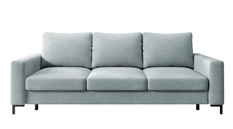 Drei-Sitzer-Schlafsofa Mokpeo mit Stauraum, grauer, leicht zu reinigender Samtbezug