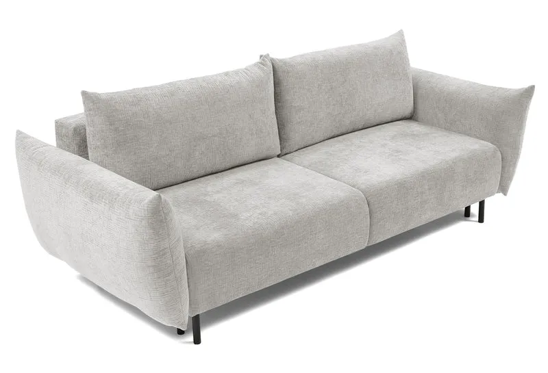 Dreisitziges ausklappbares Sofa Candeiro mit Stauraum, grauer Chenille-Bezug