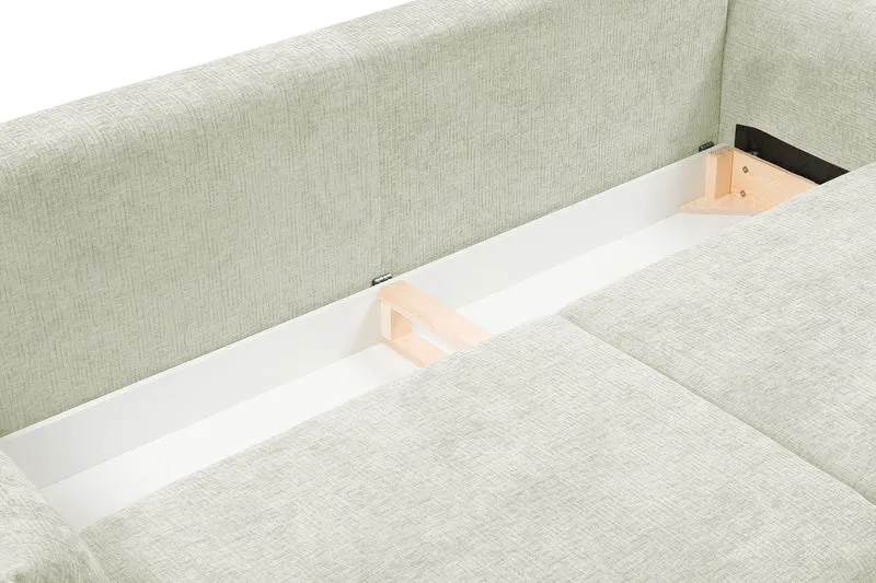Dreisitziges ausklappbares Sofa Candeiro mit Stauraum, beige Chenille