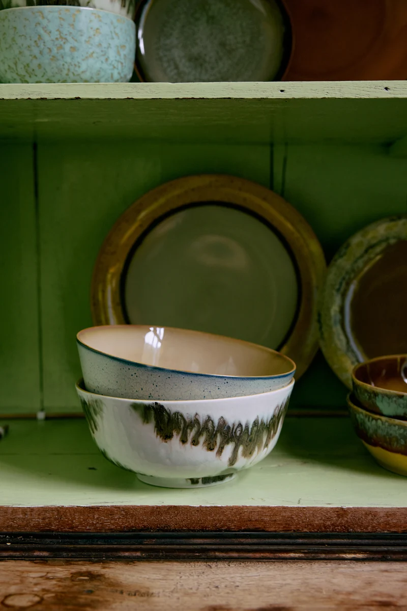 70's ceramics: Nudelschalen, minimalist (set von 2)