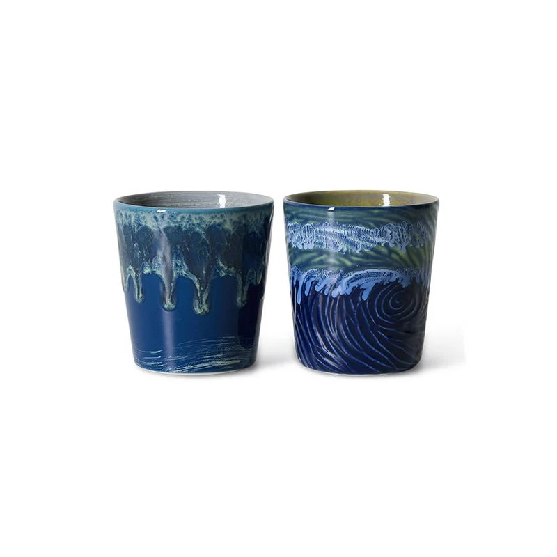 70's ceramics: Van Gogh Kaffeebecher, Sternennacht (Set von 2)