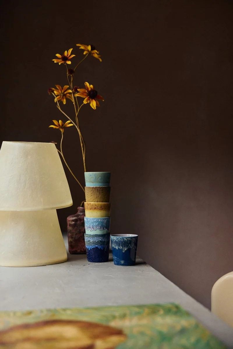 70's ceramics: Van Gogh Kaffeebecher, Sternennacht (Set von 2)