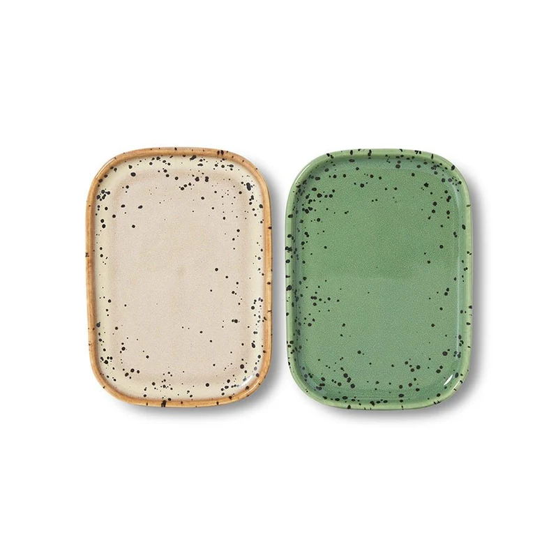 70's ceramics: small trays, crayon, Set of 2