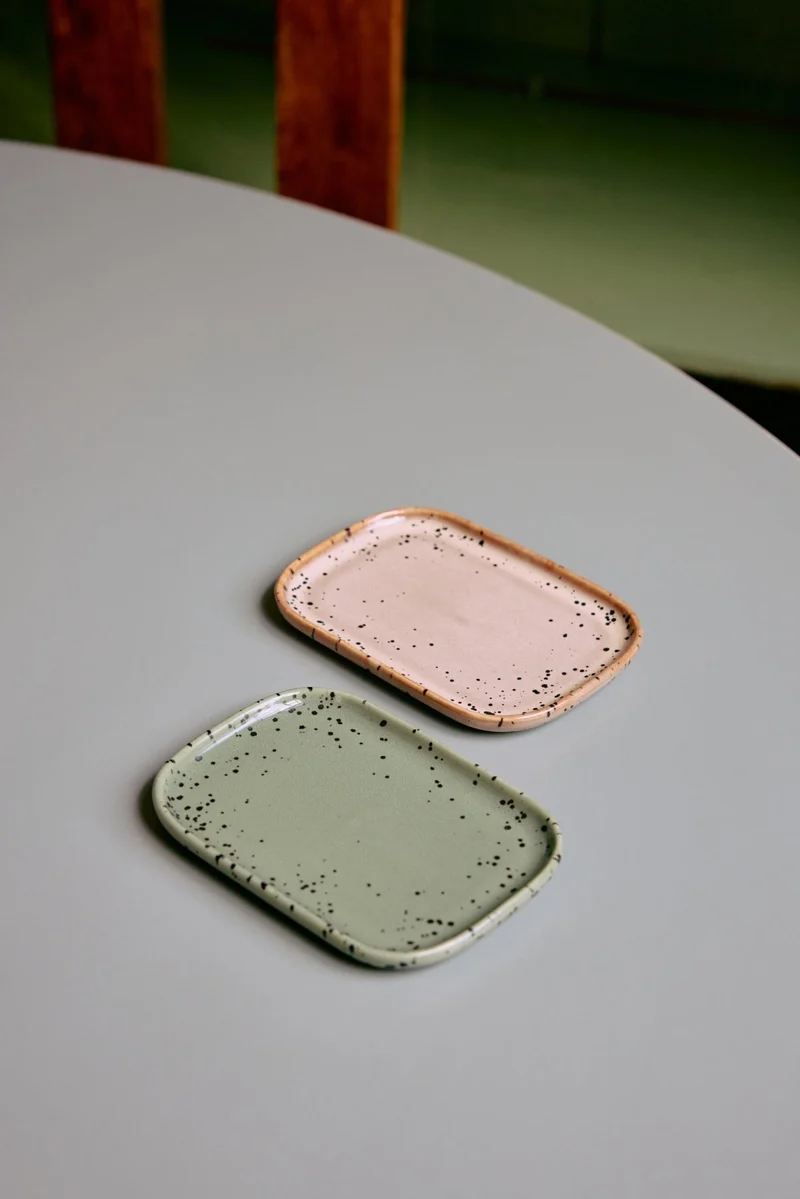 70's ceramics: small trays, crayon, Set of 2